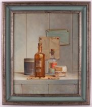 Gutter, Pieter (Piet) (1944) "Still life medicine bottles", signed in full right and '91, oil