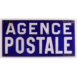 A rectangular blue enameled double-sided advertising sign 'Agent Postale', France, Japy Frères et