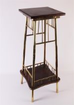 A wooden and brass pedestal, design attributed to Ernst Rockhausen, Wiener werkstätte, around