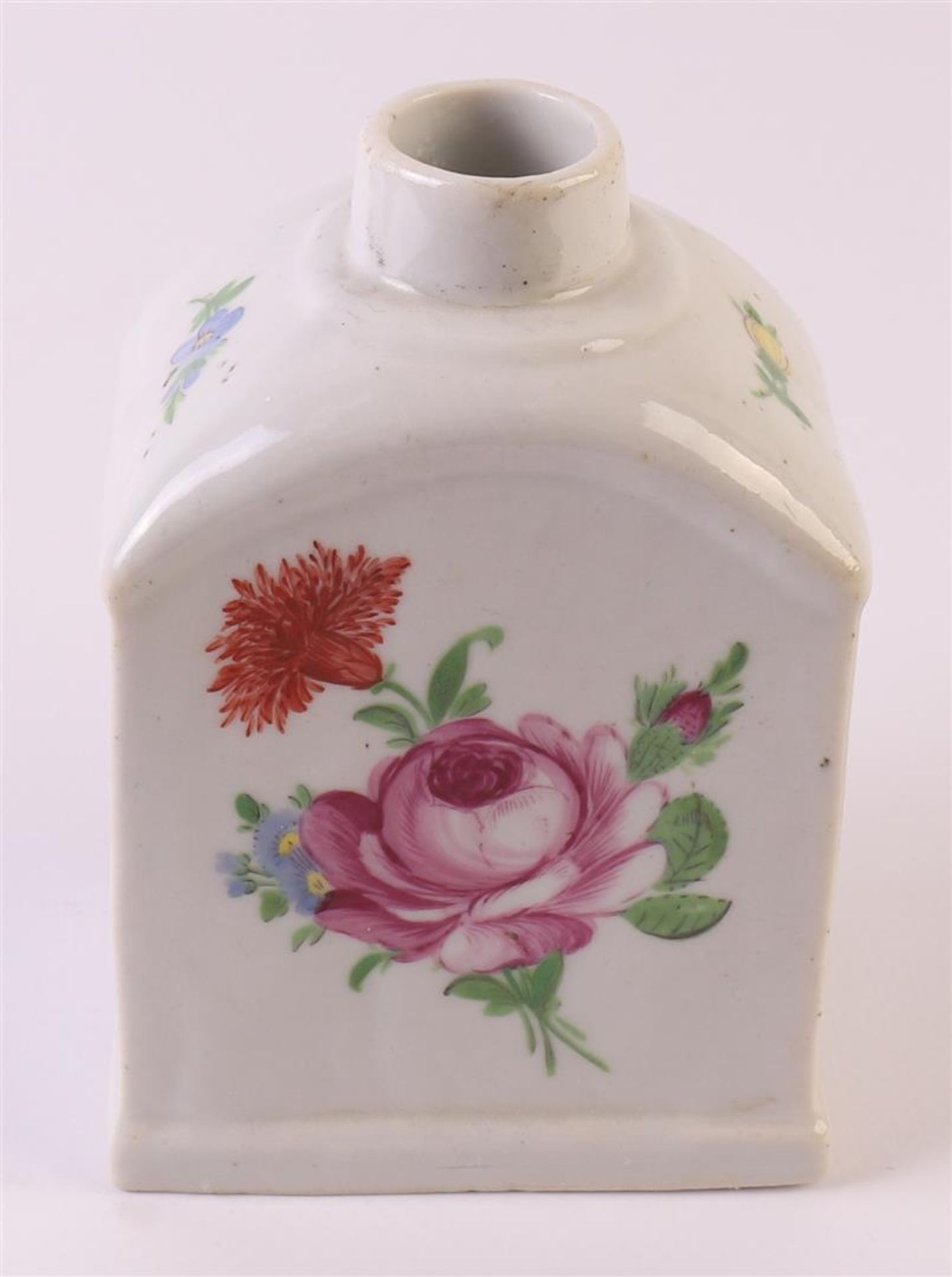 A porcelain tea caddy with silver lid, Germany, Meissen, 20th century. Polychrome floral decor, - Image 8 of 10