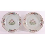 A pair of contoured porcelain famille rose dishes, China, Qianlong, 18th century. Polychrome decor