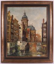 Beek, by Piet (Dutch school, 1st half of the 20th century) "Canal belt Amsterdam", signed in full