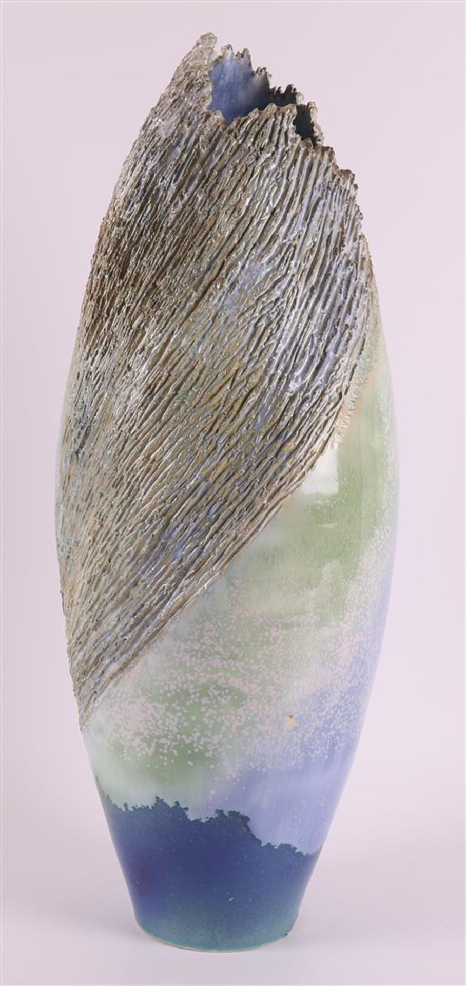 Verhoeven, Elysia (1953) A polychrome glazed vase, h 47 cm (prov: exhibition Noordelijke Kunsthof