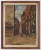 Monogrammist 'LR' (Dutch school, 1st half of the 20th century) "Street view", signed with monogram