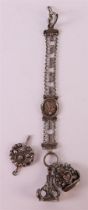 A second grade 835/1000 silver watch chain with keys and cachet, 18th century.