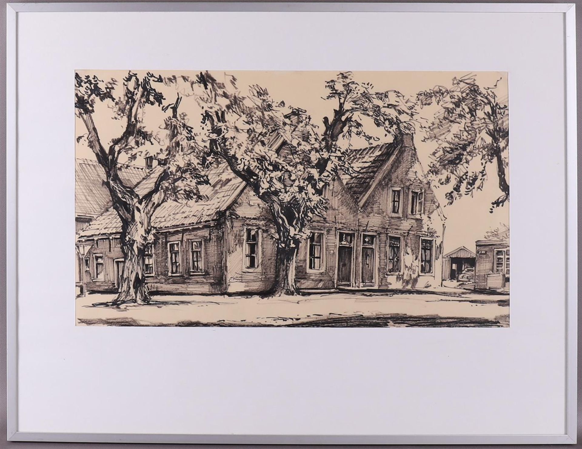 Wissel van der, Max (Epe 1906-1999) "Bourtange", ink drawing/paper, h 32 x w 52 cm.