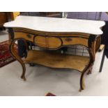 A contoured console table with white marble top, Holland, Willem III, 19th century. Mahogany,