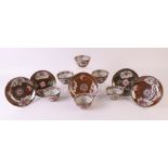 A series of six famille rose porcelain cups and five saucers, so-called Batavia porcelain, China,
