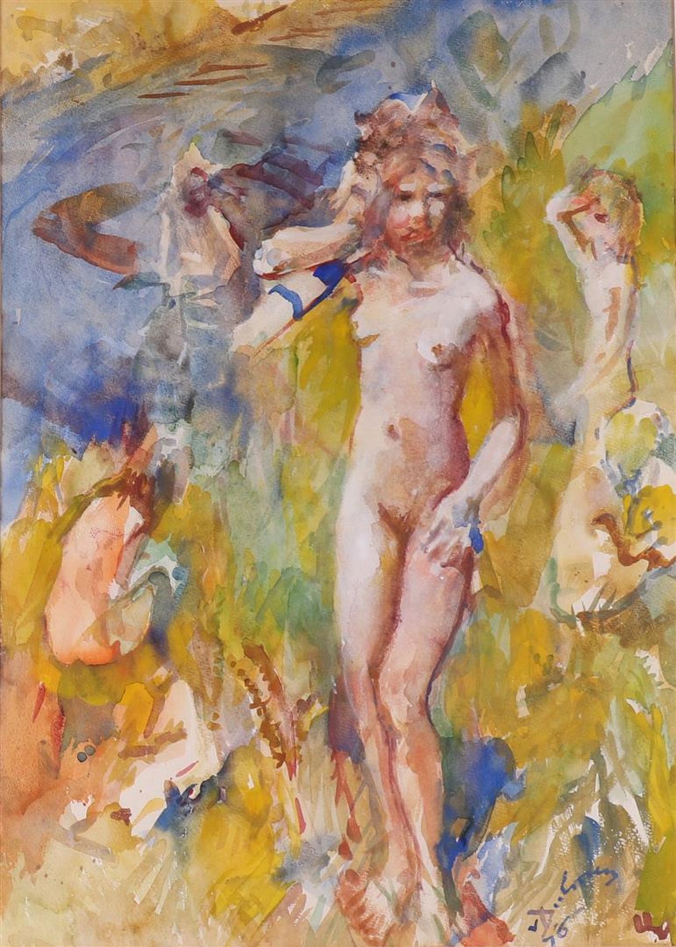 Dulmen Krumpelman, Erasmus Bernhard van (Kreuznach, D. 1897 - Zeegse 1986) "Bathing girls at the - Bild 2 aus 3