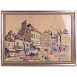 Choquet (France 20th century) "Cityscape Paris", signed in full bottom right, Indian ink/paper, h 38
