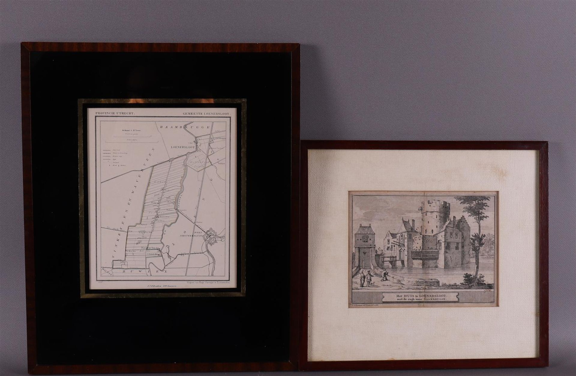 Four topographical prints in frame, including Utrecht, 18th century, tot. 4x. - Image 4 of 7