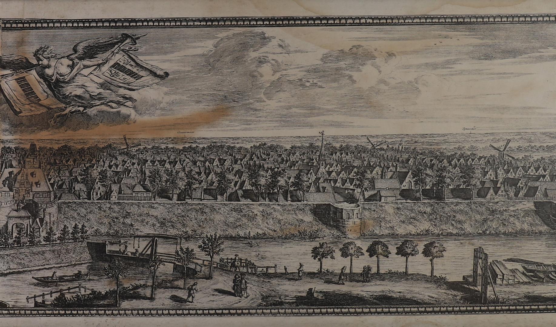 Decker, Coenraet"View of Delft", published by R. Boitet. 1729, engraving/paper h 23.6 x w123.5 cm ( - Image 4 of 5