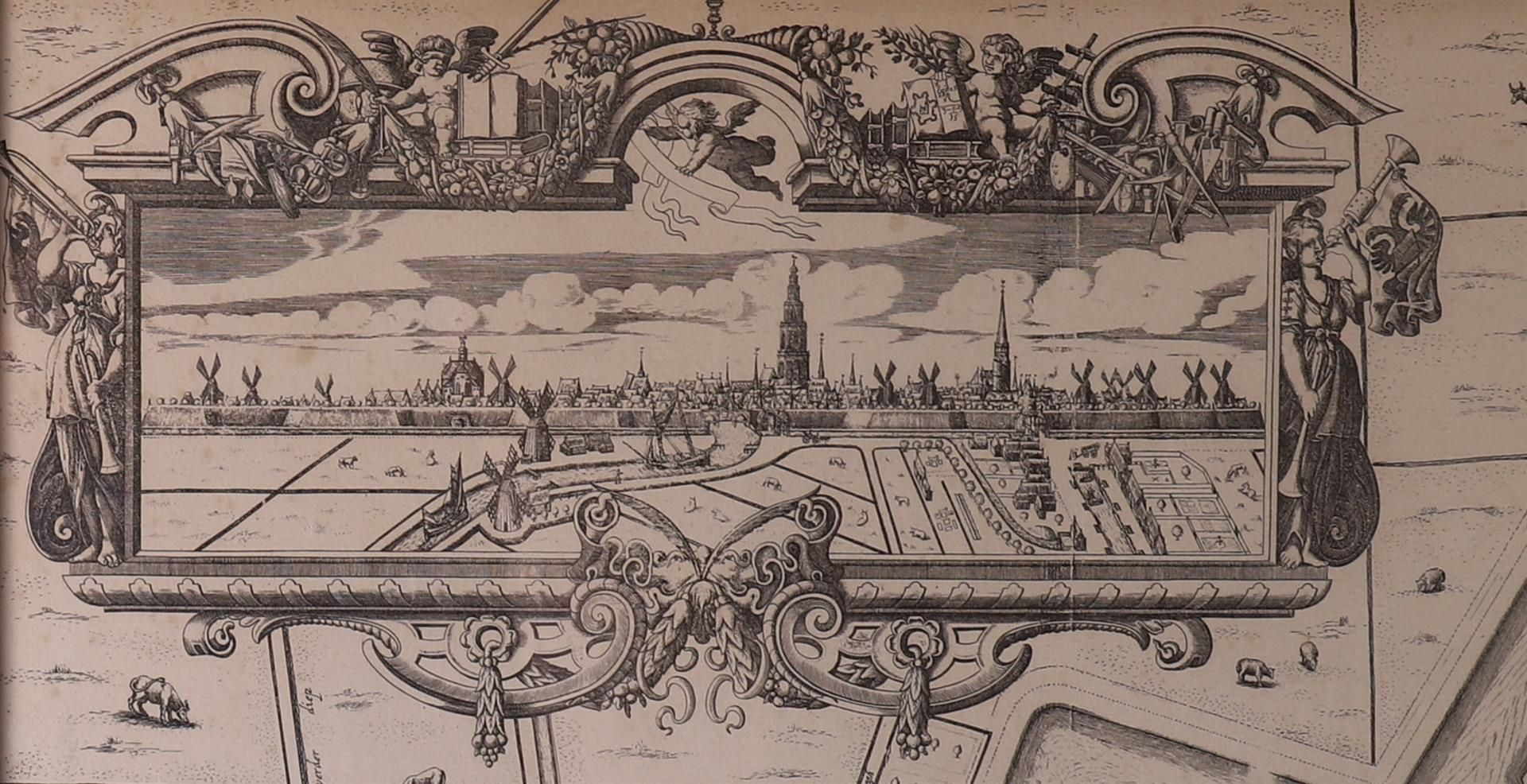 Topography. Map of the famous and antique city of Groeningen: Reproduction of the 4-part map of - Bild 2 aus 3