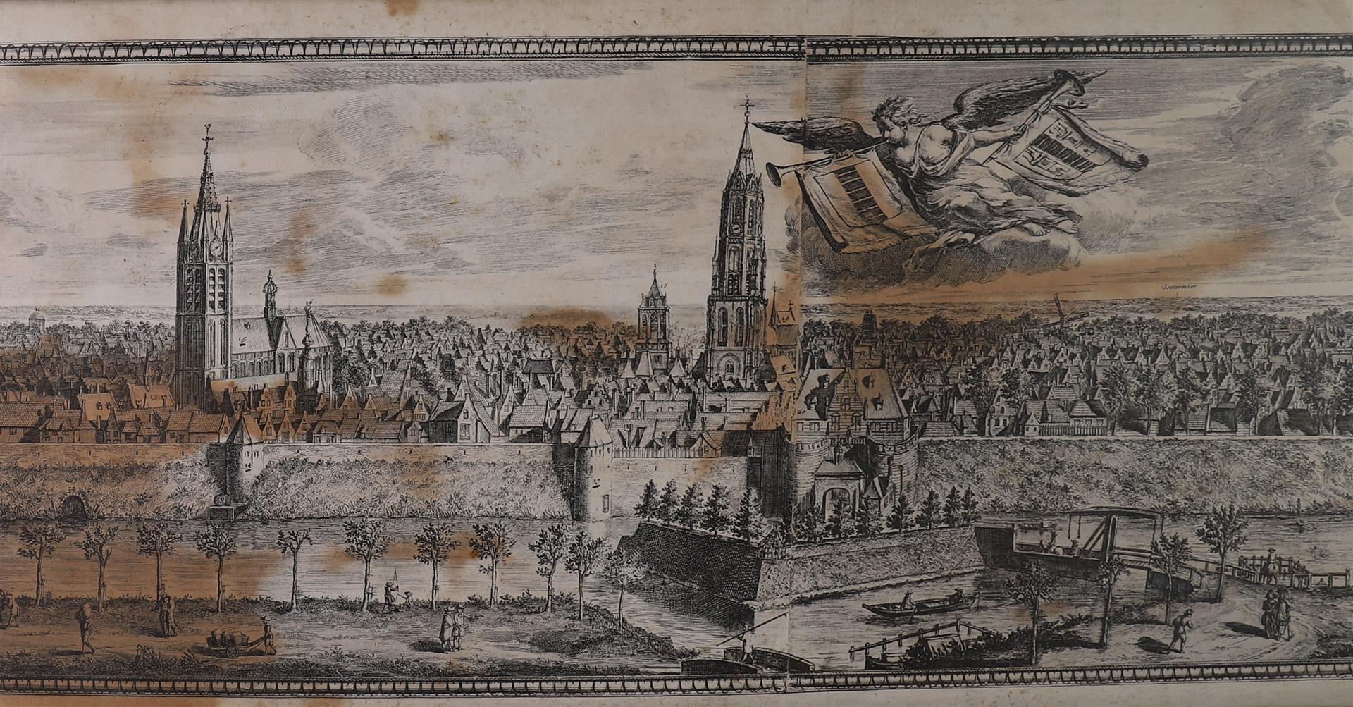 Decker, Coenraet"View of Delft", published by R. Boitet. 1729, engraving/paper h 23.6 x w123.5 cm ( - Image 3 of 5
