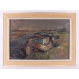 Ellens, Max (1914-1992) "Moored barge in the Hoornsediep", signed l.l., oil paint/canvas, h 40 x w
