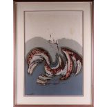 A batik in frame, Indonesia 20th century, unclearly signed in full l.l. and 1989, h 84 x w 57 cm.