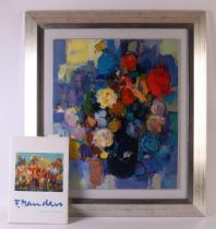 Manders, Frans (1939-) "Flower still life", circa 2009, signed in full lower left, oil paint/