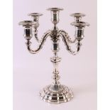 A 3rd grade 800/1000 silver 5-light candlestick with a weighted base. Gross weight 2073 grams,