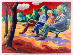 Zuidersma, Arie (Emmen 1925-Zuidlaren 2014) "Resting in the park", signed in full right, oil paint/