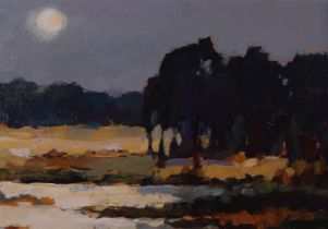 Manders, Frans (1939-) "Evening sun", signed in full right, oil paint/board, h 40 x w 50 cm.