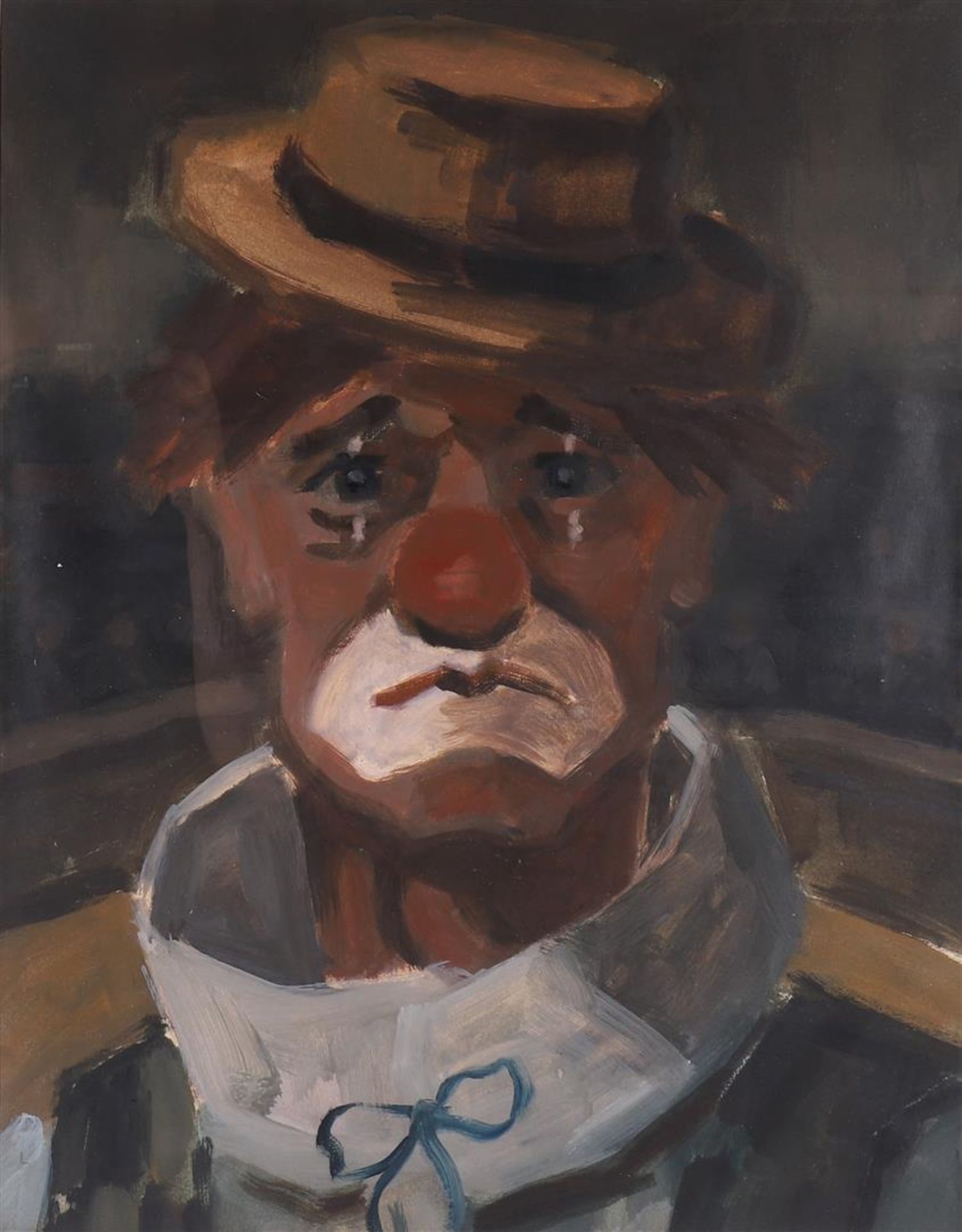 Klompien, Marten (1916-1996) "Portrait of a clown", signed upper right and '55, gouache/paper, h - Image 2 of 3