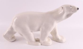 A white glazed porcelain vintage polar bear, Imperial Lomonosov porcelain