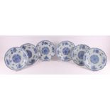 A series of six blue/white porcelain contoured plates, China, Qianlong,