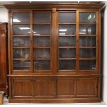 An oak six-door sliding bookcase, so-called 'bibliothéque', early 20th century.