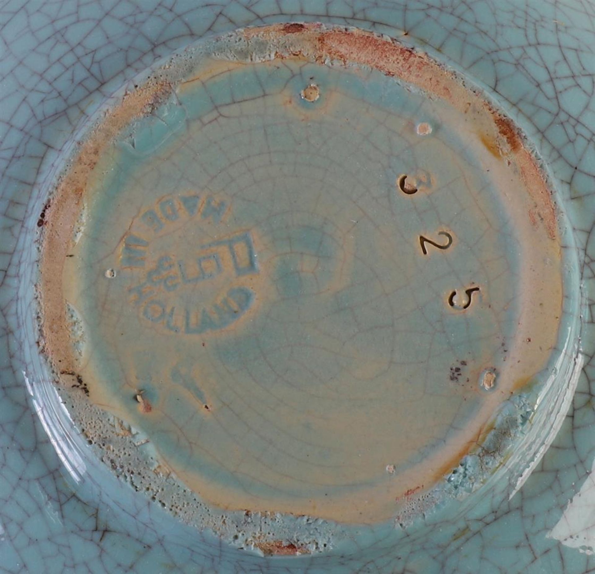 A blue glazed earthenware bowl, marked: Pieter Groeneveld, ca. 1930. - Image 3 of 4