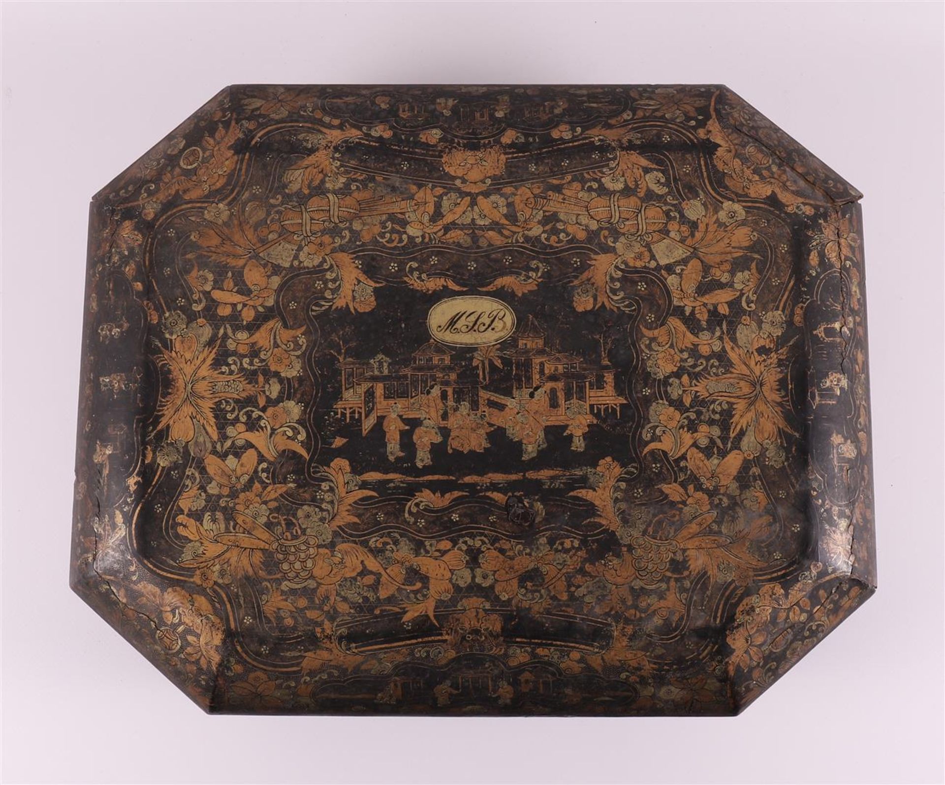 A Chinese black lacquer music box, China, 19th century. - Image 2 of 9