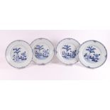 A series of four blue/white porcelain plates, China, Qianlong, 18th century.