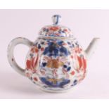 A pumpkin-shaped porcelain Chinese Imari teapot/teapot, China, Qianlong