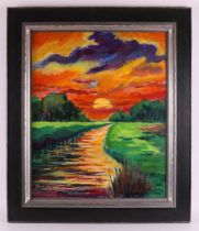 Zuidersma, Arie (Emmen 1925-Zuidlaren 2014) 'Sunset',