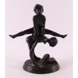 Bronze sculpture of children jumping, based on an antique example, 21st century
