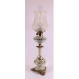 An opaline glass table lamp with satin-finished glass shade, 2nd half 19th centu