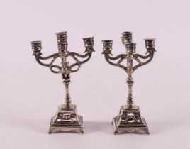 Etagere silver. A pair of five-light candlesticks, after an antique example, 20t