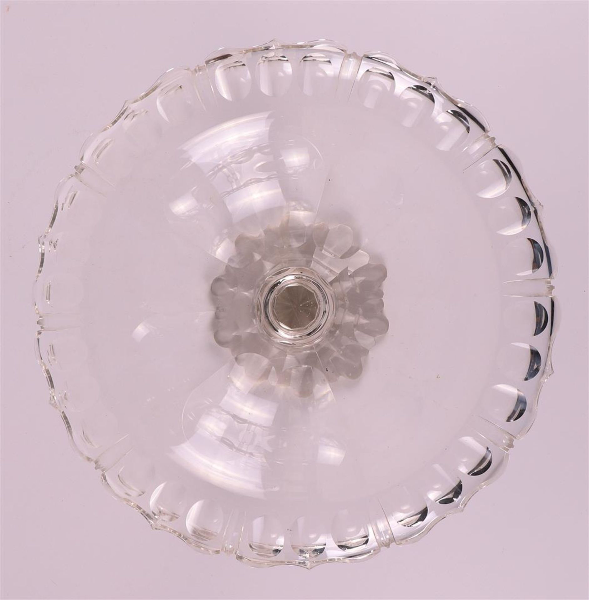 A clear crystal bowl with folded edge, ca. 1880. - Image 2 of 4