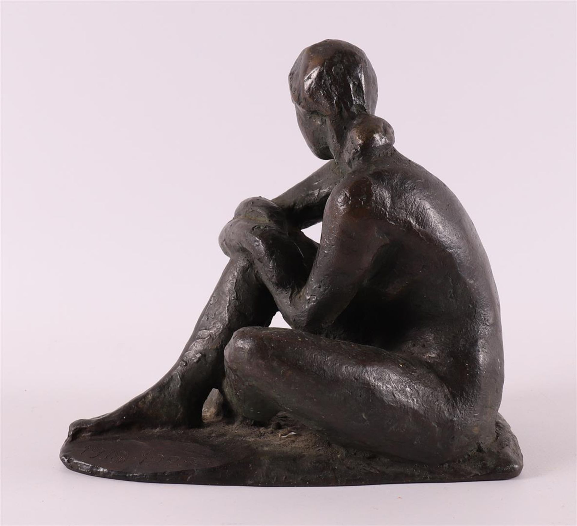 A brown patinated bronze sculpture of a seated female nude, 1918-1993. - Image 3 of 5