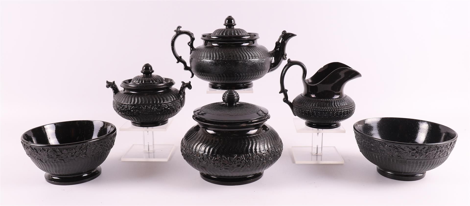 A so-called black basalt porcelain tea set fragment, England, Wedgwood,