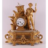 A bronzed white metal mantel clock, France, late 19th century.