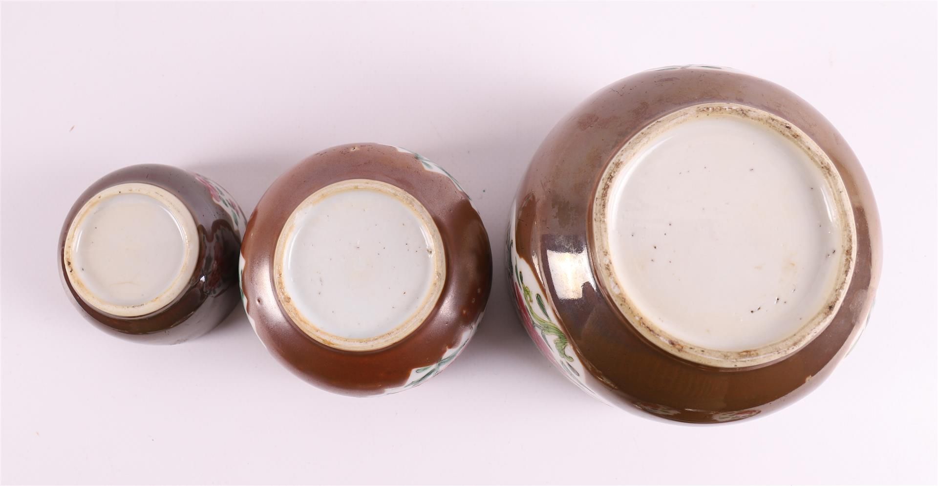 Three various porcelain famille rose lidded pots, so-called Batavia porcelain, C - Image 6 of 10