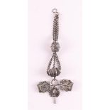 A silver watch chain with keys and signets, 19th century.