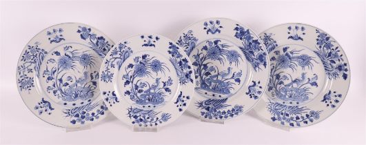 A series of four blue/white porcelain plates, China, 19th century.