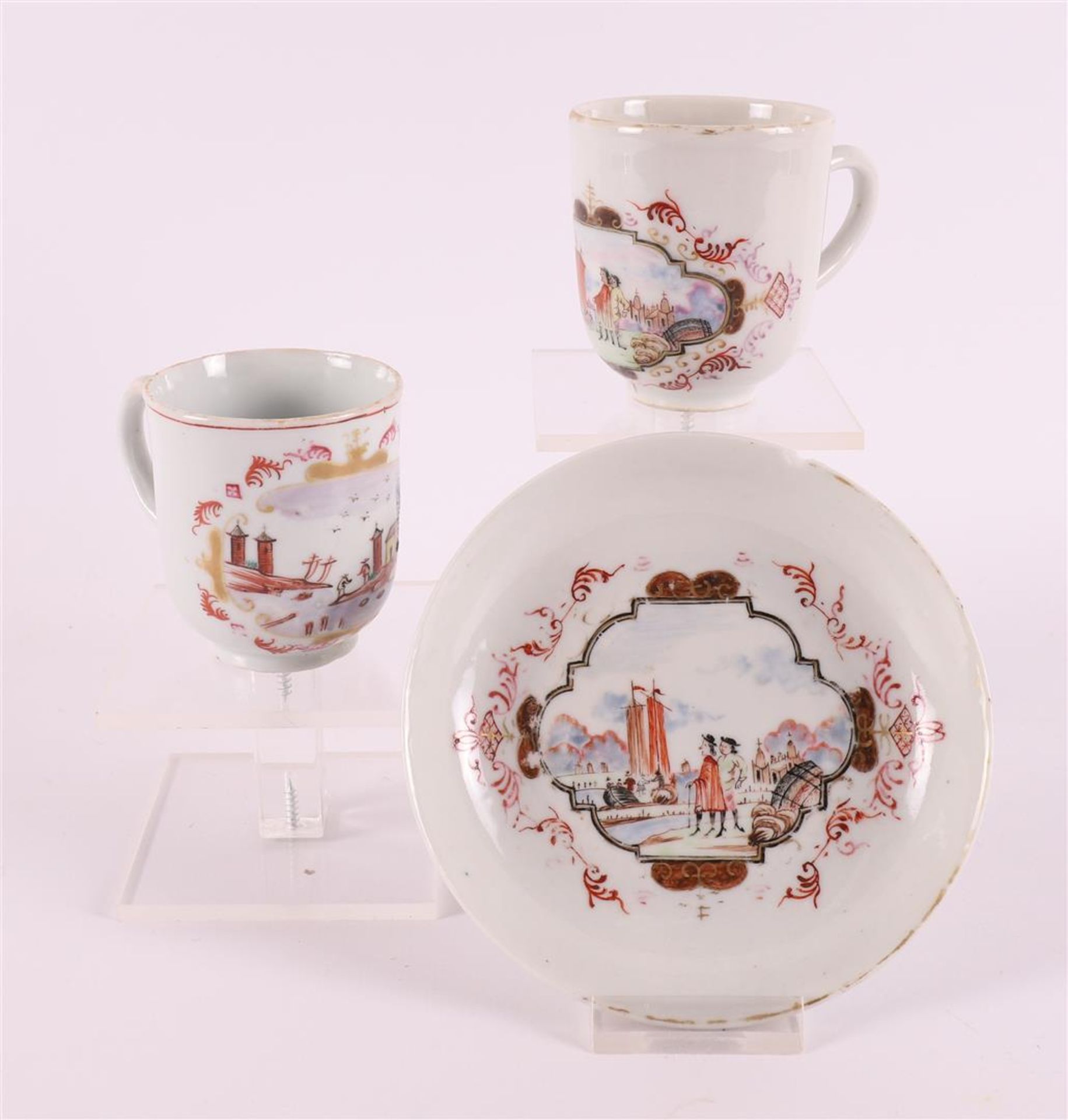 A porcelain Chine de Commande cup and saucer, China, Qianlong 18th century.