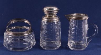 A three-piece clear crystal cream set, 20th century.