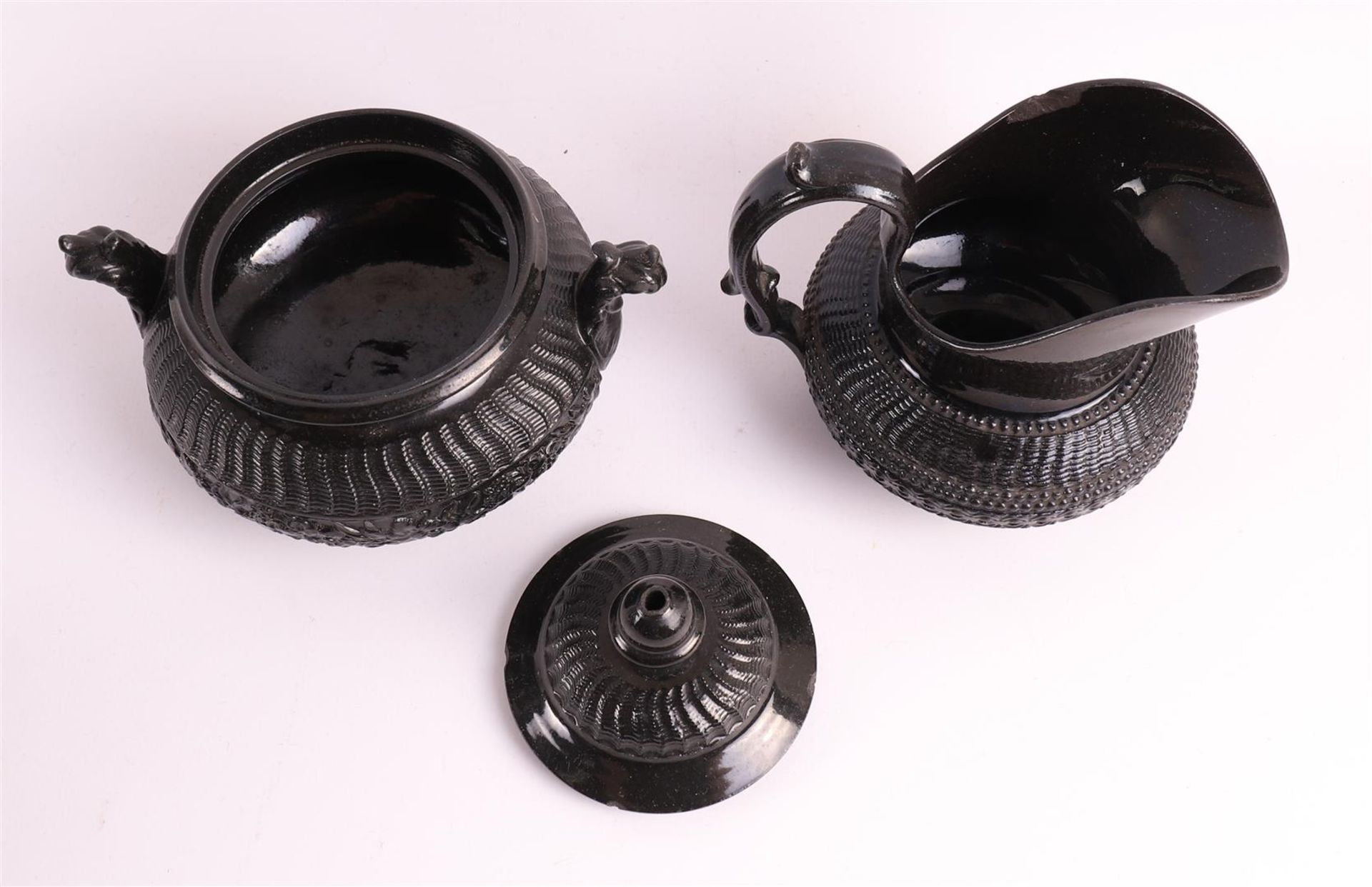A so-called black basalt porcelain tea set fragment, England, Wedgwood, - Image 4 of 9