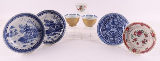 A lot of various porcelain cups and saucers, China, 18th century,