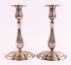 A pair of silver-plated one-light candlesticks, 1st half of the 20th century.