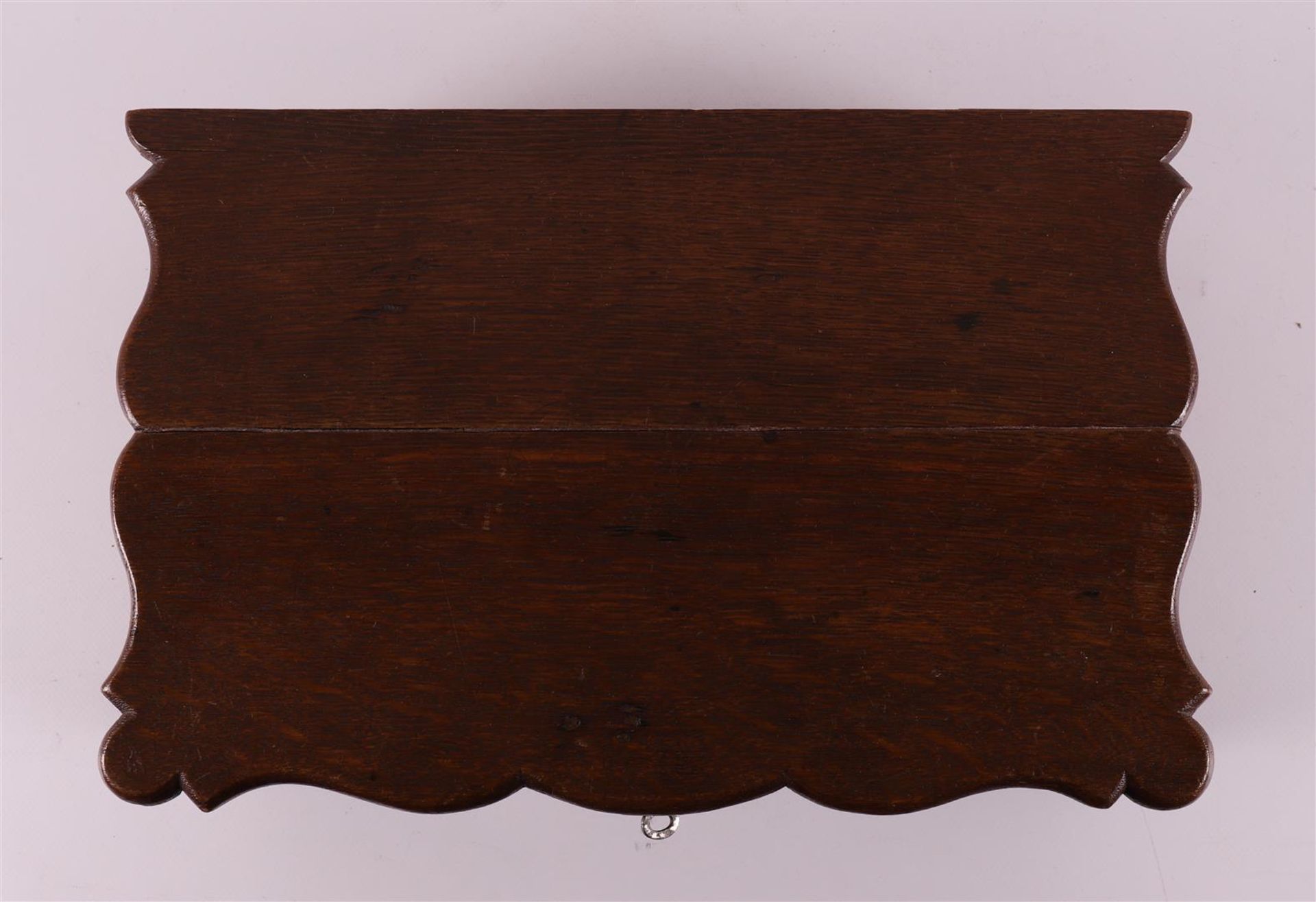 An organ-curved oak document box, 18th century. - Image 4 of 5