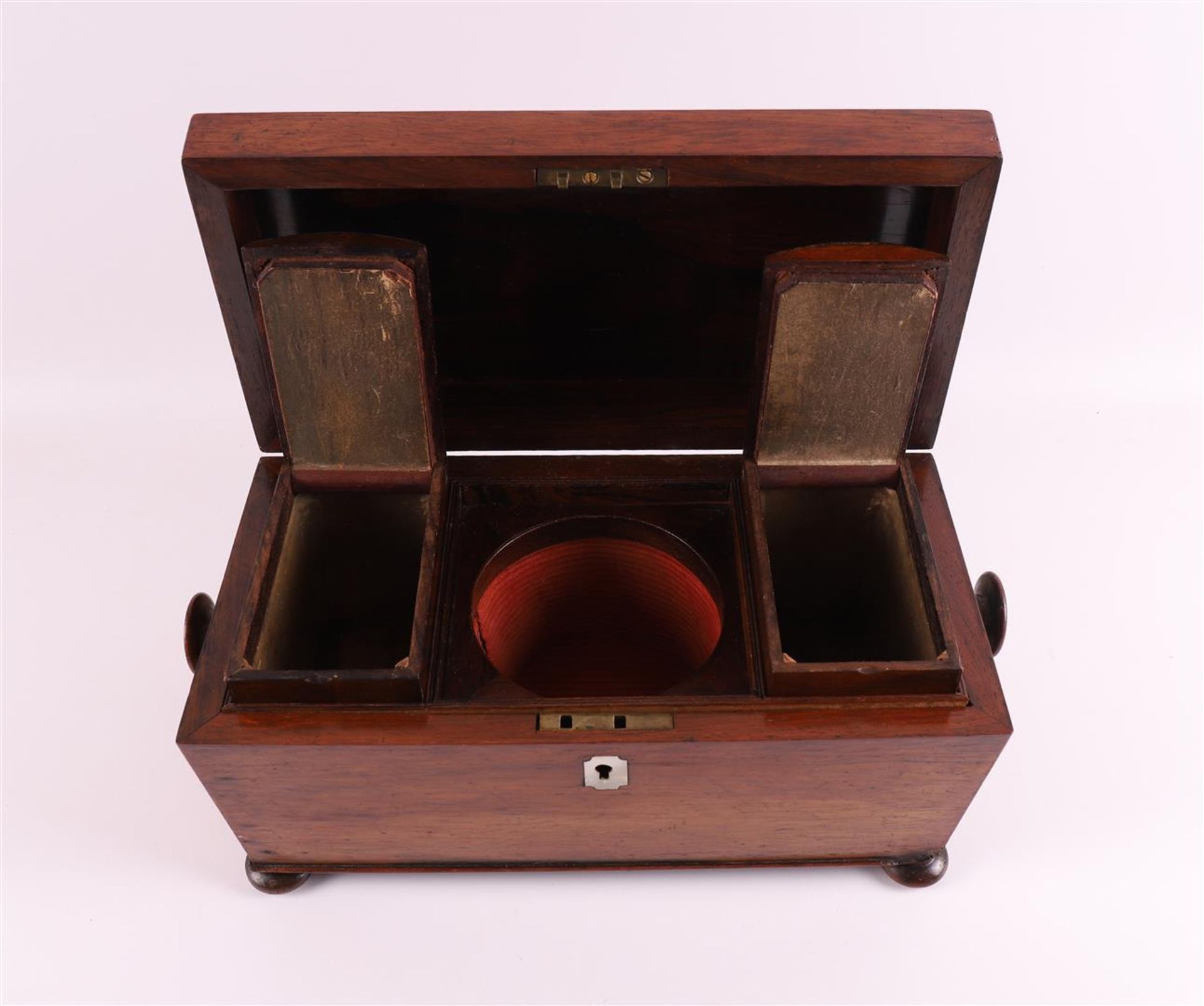 A mahogany Biedermeier tea chest, Holland, mid 19th century. - Image 3 of 8